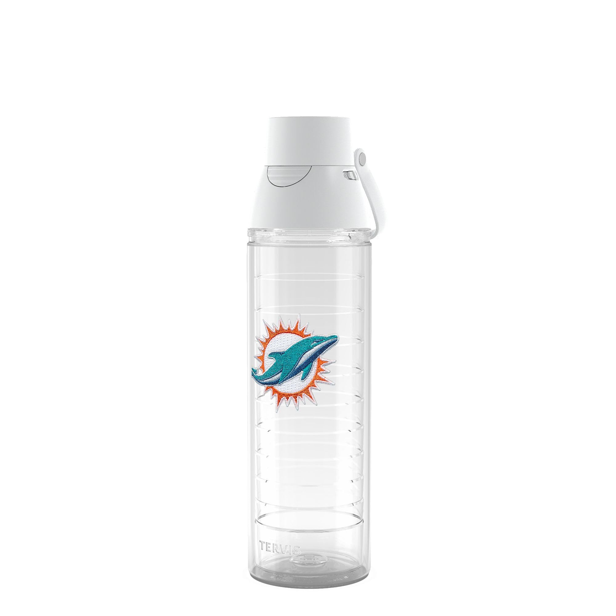 Tervis Venture® Lite Tritan 24oz Water Bottle with 2-in-1 VersaLid® | NFL® Miami Dolphins - Embroidered Emblem | Made in America, Leakproof,