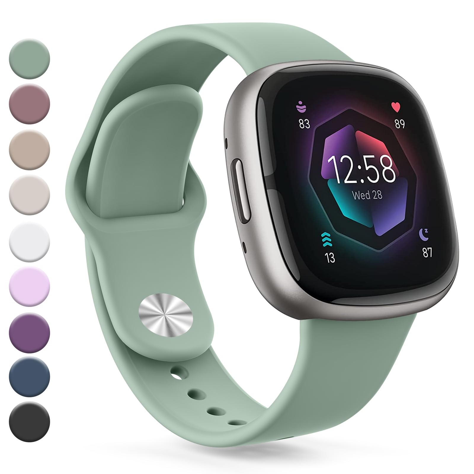 Vanjua Band Compatible with Fitbit Sense 2 / Sense Bands, Fitbit Versa 4 / Versa 3 Bands Women Men, Soft Silicone Replacement Strap for Fitbit Sense 2 / Versa 4 Smart Watch (Large, Cactus)