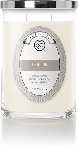 Colonial Candle Vela perfumada en tarro de seda tailandesa, colección Heritage, 2 mechas, 11 onzas, hasta 80 horas de combustión