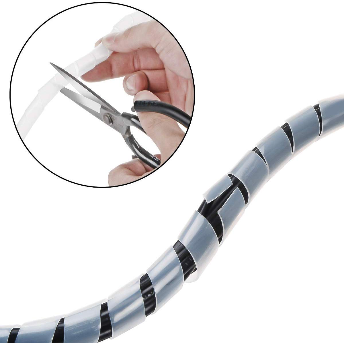 GTIWUNG Raccoglicavi Spiralato, Spirale Avvolgicavo, Tubo a Spirale Diametro 10mm, Copricavo Spirale a Lungezza 9m, Tubo a Spirale per mettere in ordine cavi PC, TV, stereo, console giochi, Bianco
