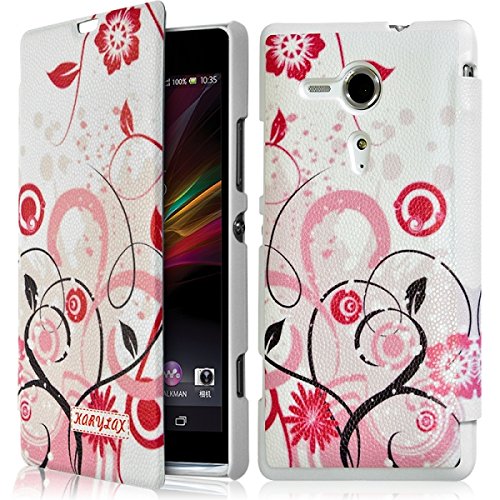 KARYLAX Seluxion - Coque Housse Etui à Motif HF30 Rabat latéral et Porte-Carte pour Sony Xperia SP + Film de Protection
