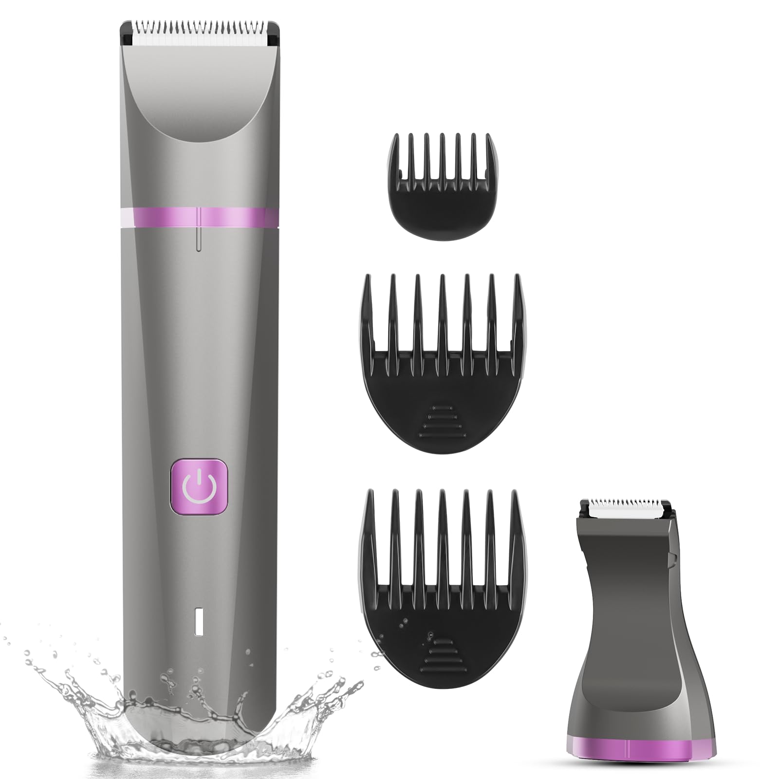 RAXMETRY Haarschneider für Damen, wasserdicht, Bikinitrimmer, elektrischer Rasierer für Schamhaare, Beine, Arme, Entfernung persönlicher Trimmer mit einrastbaren Keramikklingen, IP7X, waschbarer Kopf,