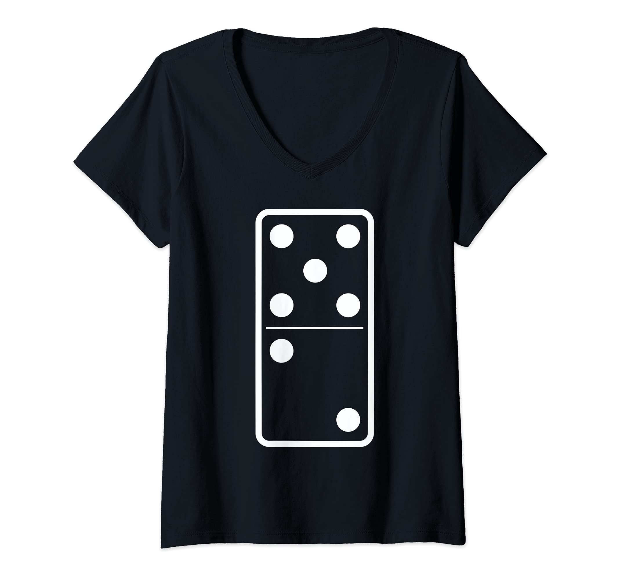 Womens Domino Costume 5 2 Halloween Group White V-Neck T-Shirt