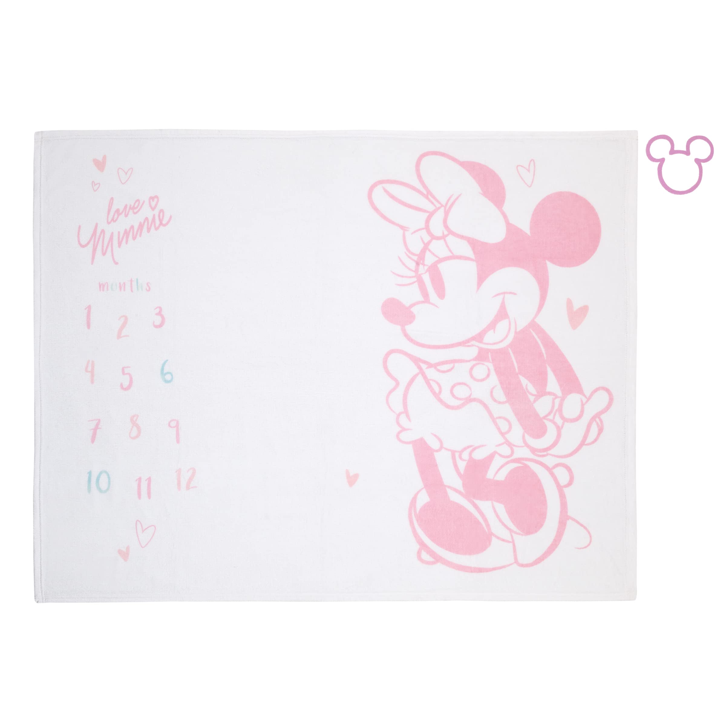 Disney Minnie Mouse - Coperta super morbida per neonati, colore: bianco, rosa e acqua