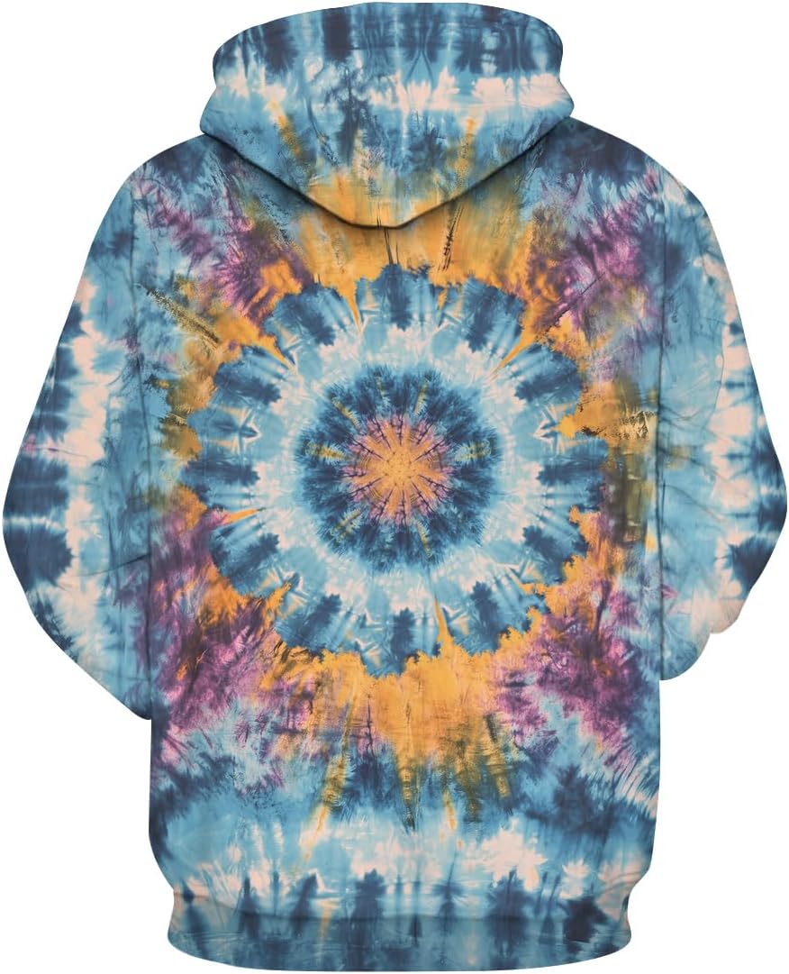 Tie Dye Style Hoodie for Men 3D Animal Print Sweatshirt Pullover with Hood,Unisex - Image 4