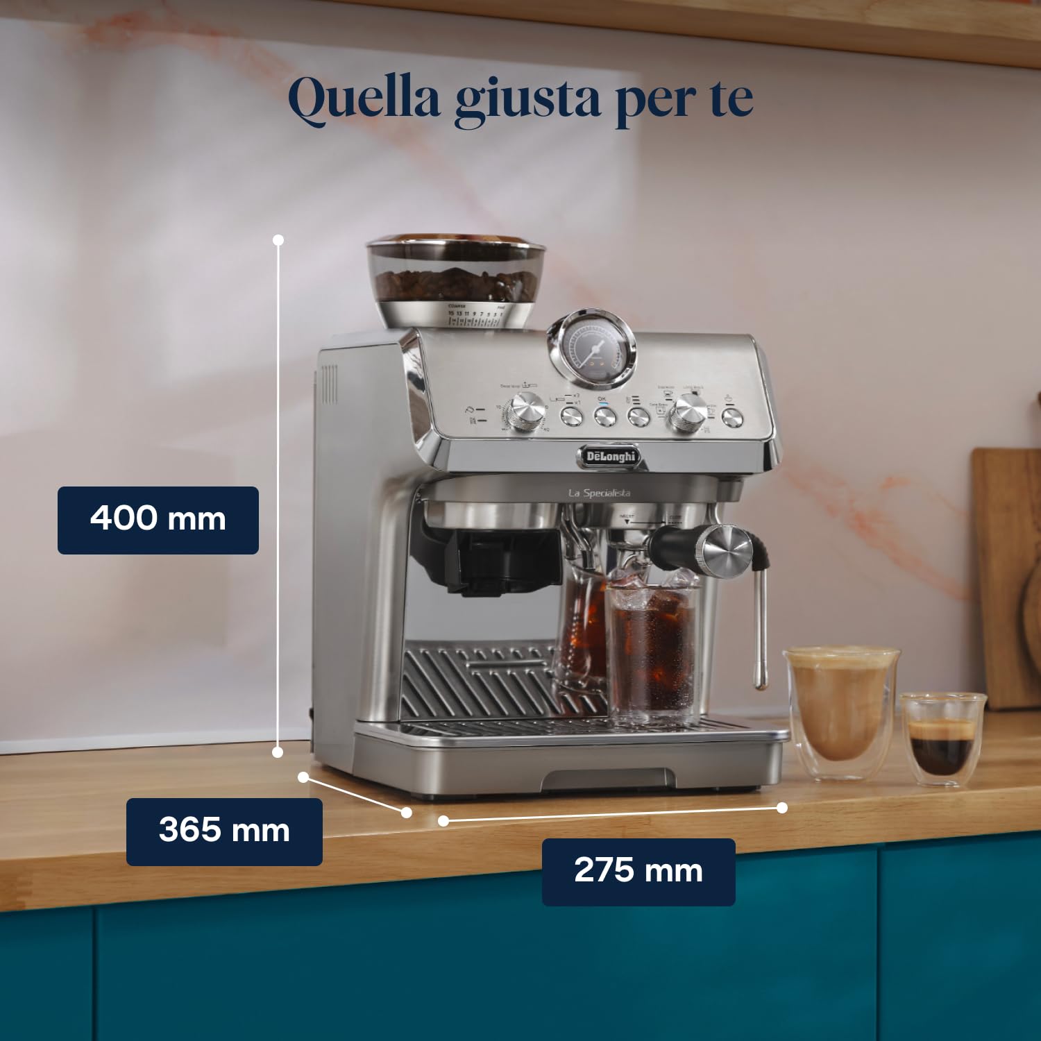 De'Longhi La Specialista Arte Evo EC9255.M, Macchina Caffè Espresso a Pompa, Funzione Cold Brew, Montalatte Professionale, Tecnologia Macinatura Sensoriale, Include Kit Barista, Metallo