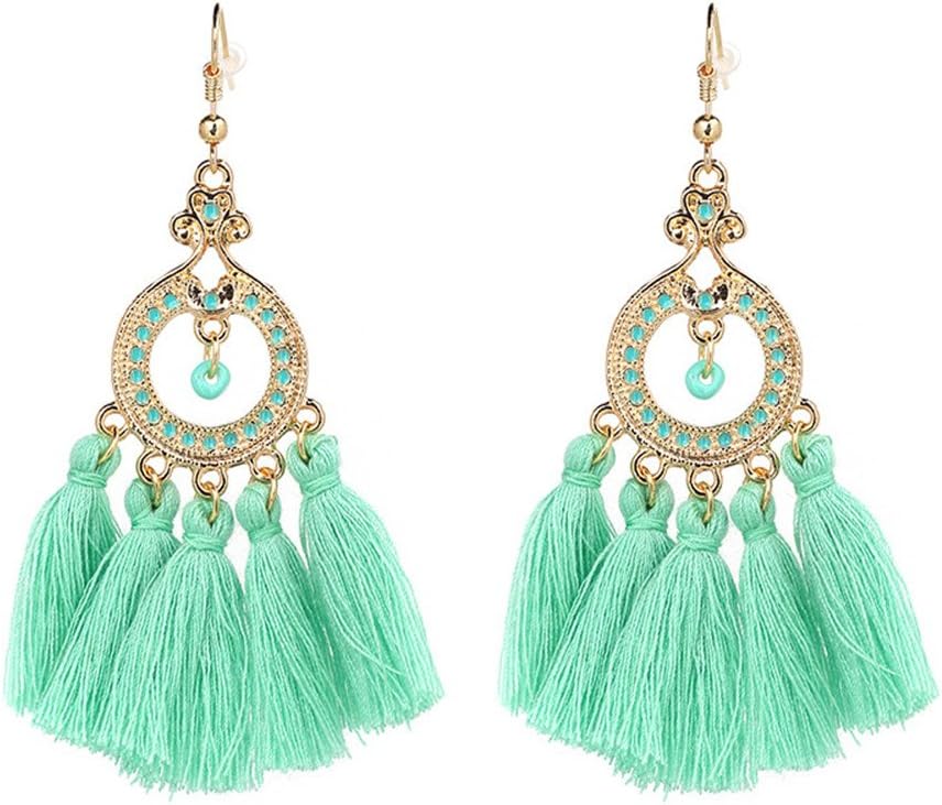 YAMULA Vintage Tassel Summer Mint Green Drop Earrings Chinese Palace Style Seaside Jewelry