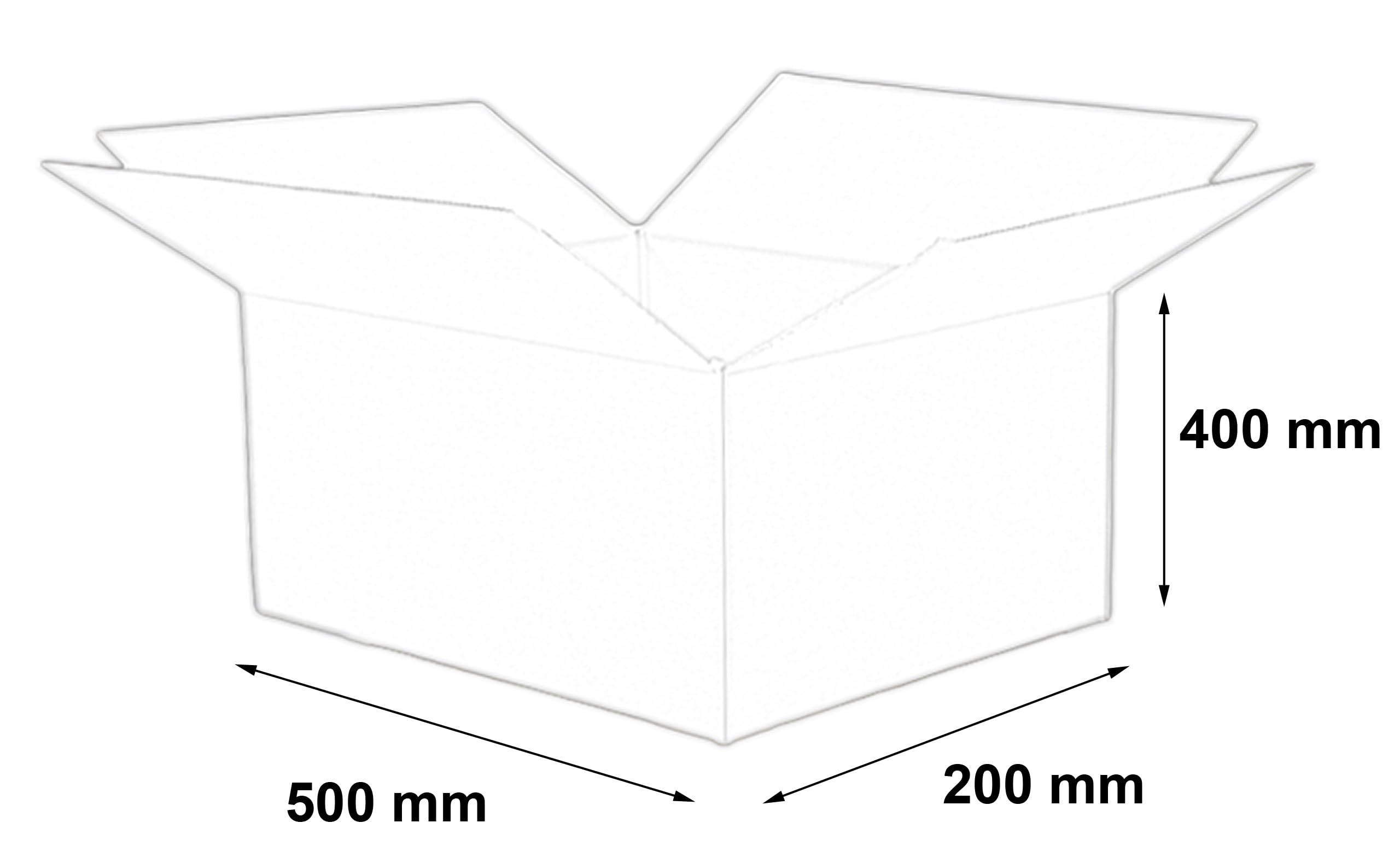 50 Stück Faltkarton 500x200x400 mm Versandkarton E-commerce Karton 1-Wellig 400G Braun Kartonage Verpackung Postkarton Versandschachtel Paket Päckchen