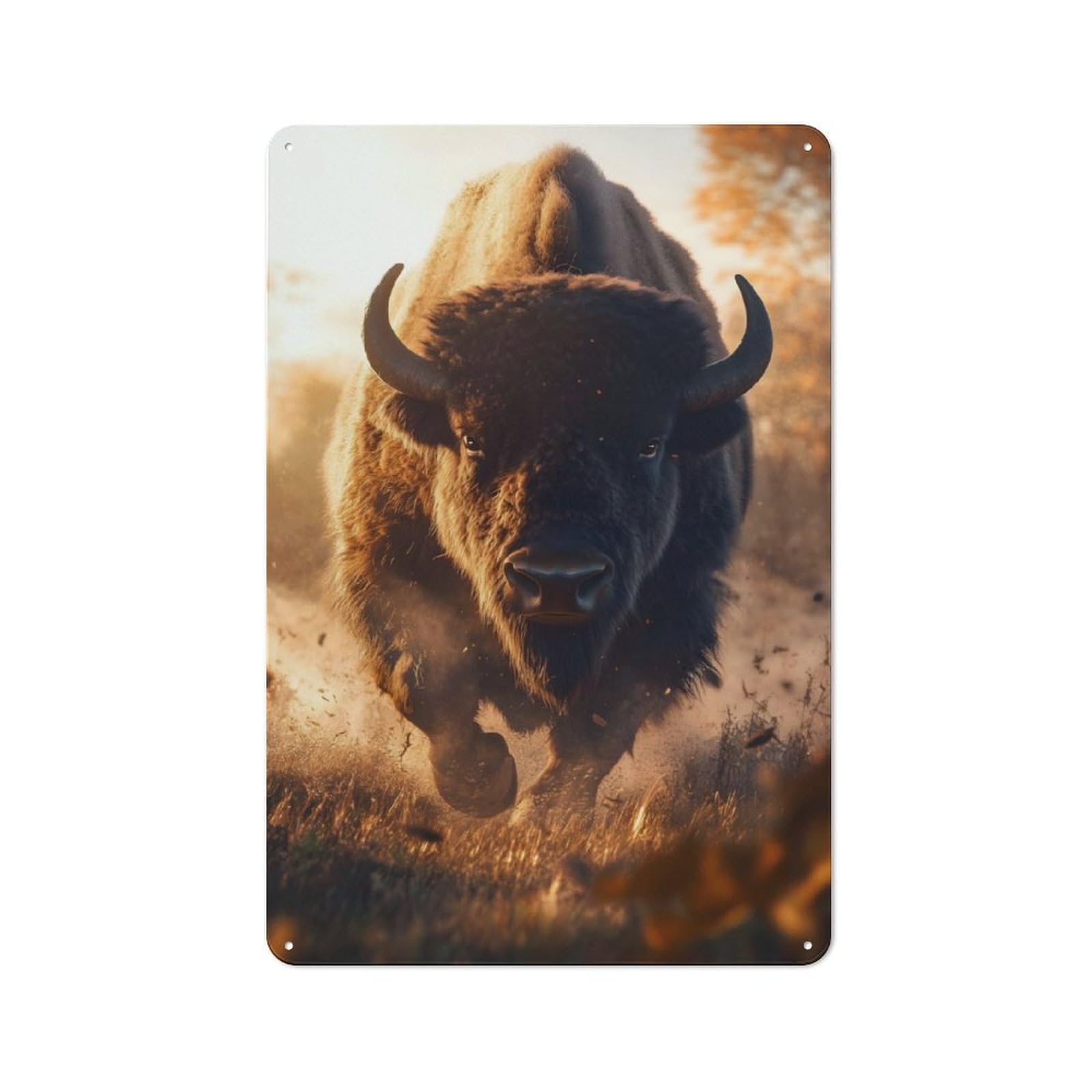 Junmoney Charging Bison 30X20cm Vintage Metal Plaque With For Garage Or Workshop, A Christmas Gift For People Styling Garage And Workshop