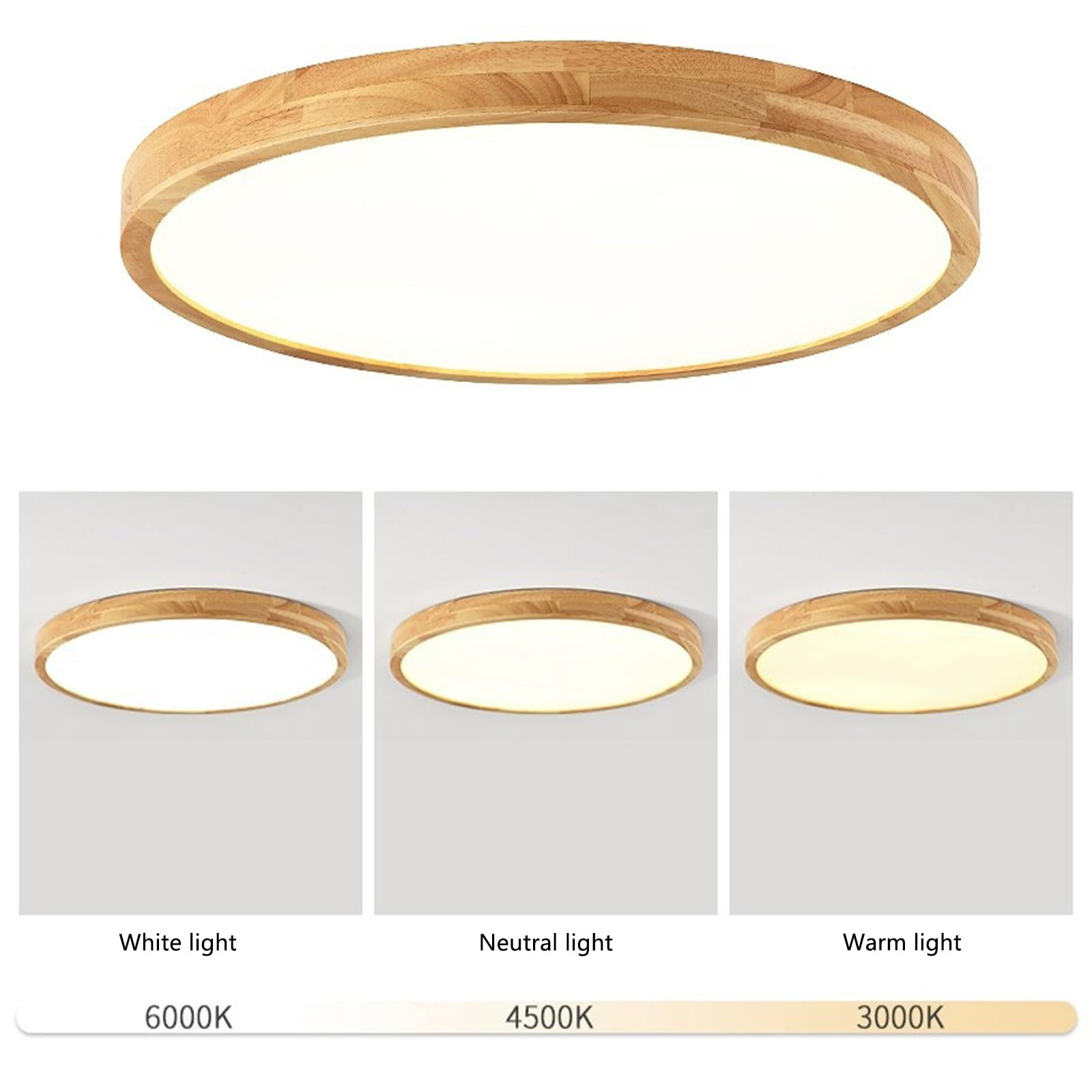 Sonhomay Modern LED Flush Mount Ceiling Light 12 Inch 18W Round Nordic Ceiling Lamp 3 Color Options Wood Flush Mount Light Fixture for Bedroom Hallway Bathroom Foyer Entryway - Image 4