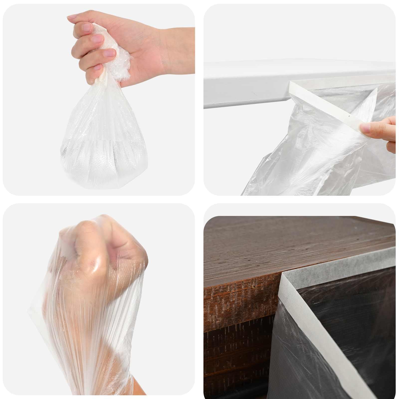 Mangloder Staubschutzfolie mit Klebeband transparent aus HDPE, 6 Stück 30 x 3300 cm, selbstklebend, wasserdicht, rückstandsfrei abziehbar für Renovierung, Möbel, Boden, Fenster und Innenbereich