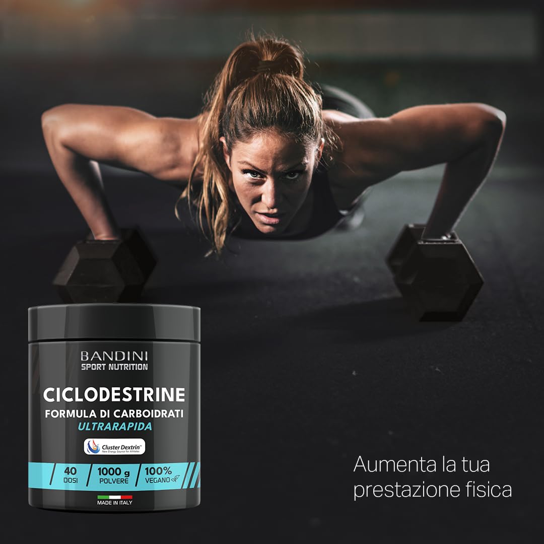 Bandini® Destrina Ciclica Polvere (Cluster Dextrin®) 1000 g - Carboidrati premium ad alta ramificazione - Energia potenziata grazie alla formula brevettata - Vegan