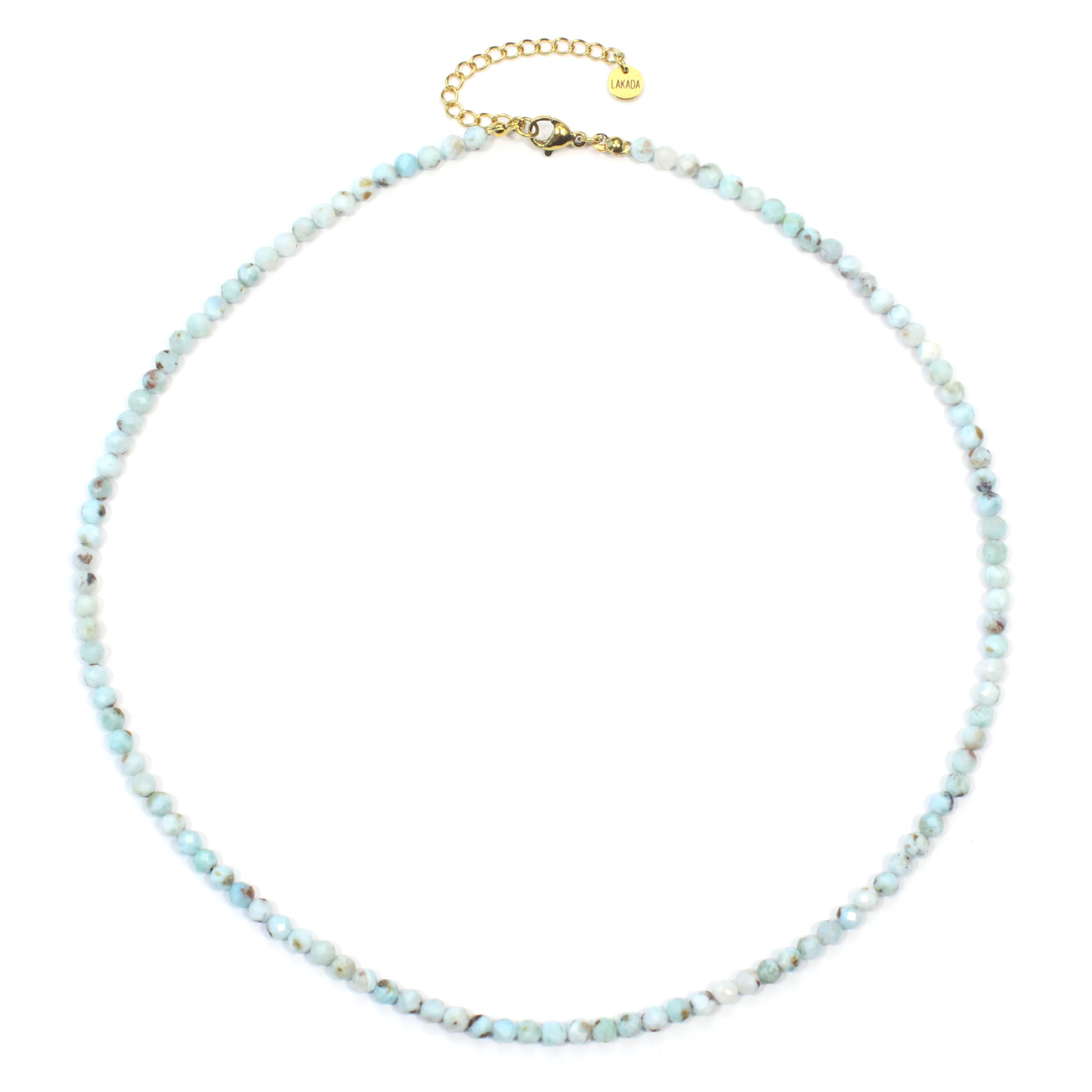 Edelsteinkette mit facettierten 4mm Perlen - echte Natursteine - Länge verstellbar - Heilstein Schutzstein Edelstein Collier Glücksbringer Talisman Geschenk