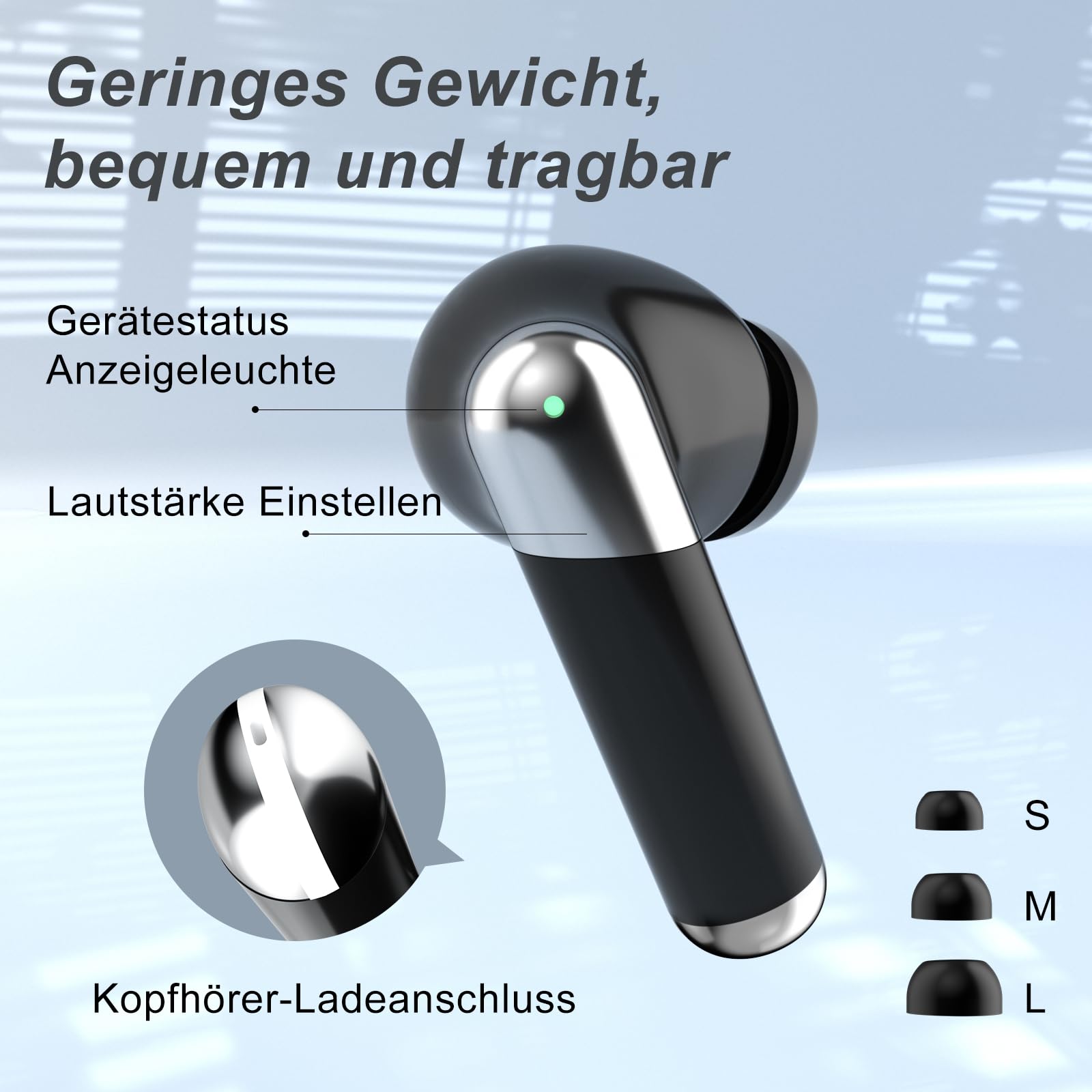 Hörgeräuschverstärker - Wiederaufladbar,Lange Akkulaufzeit, Ladecase mit LED-Display