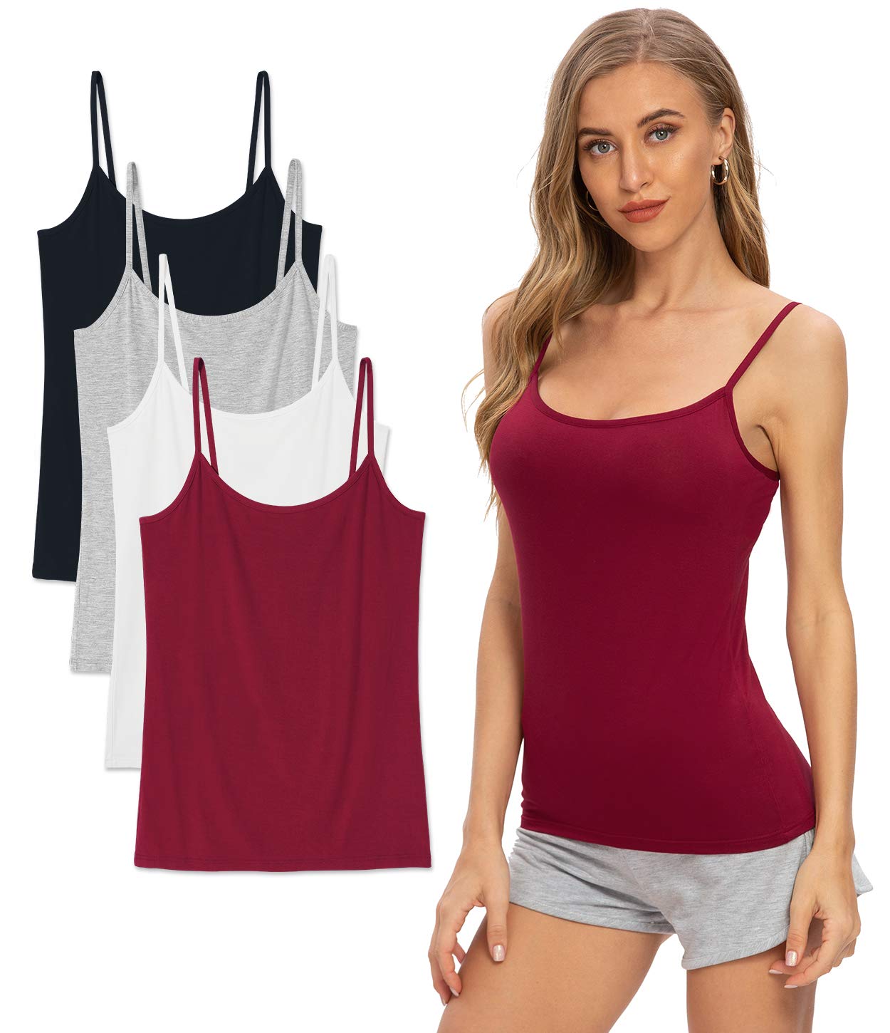 Vislivin Women's Basic Solid Camisole Adjustable Spaghetti Strap Tank Top