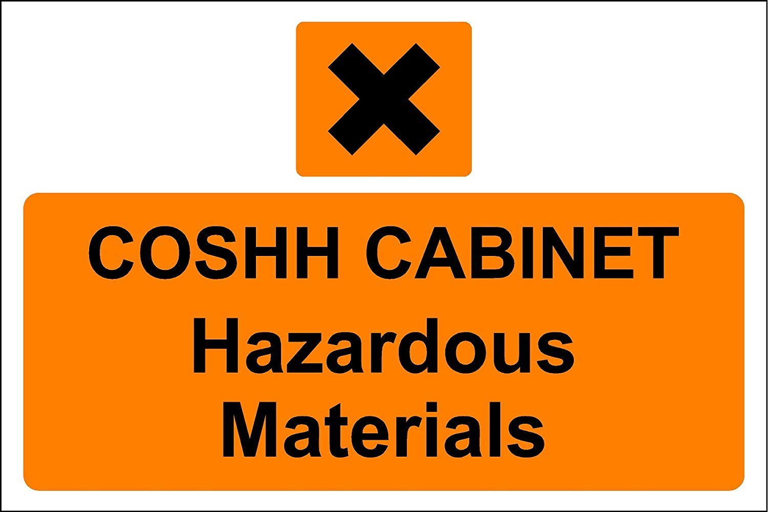 Coshh cabinet Warning Sign - 1.2mm Rigid plastic 200mm x 150mm