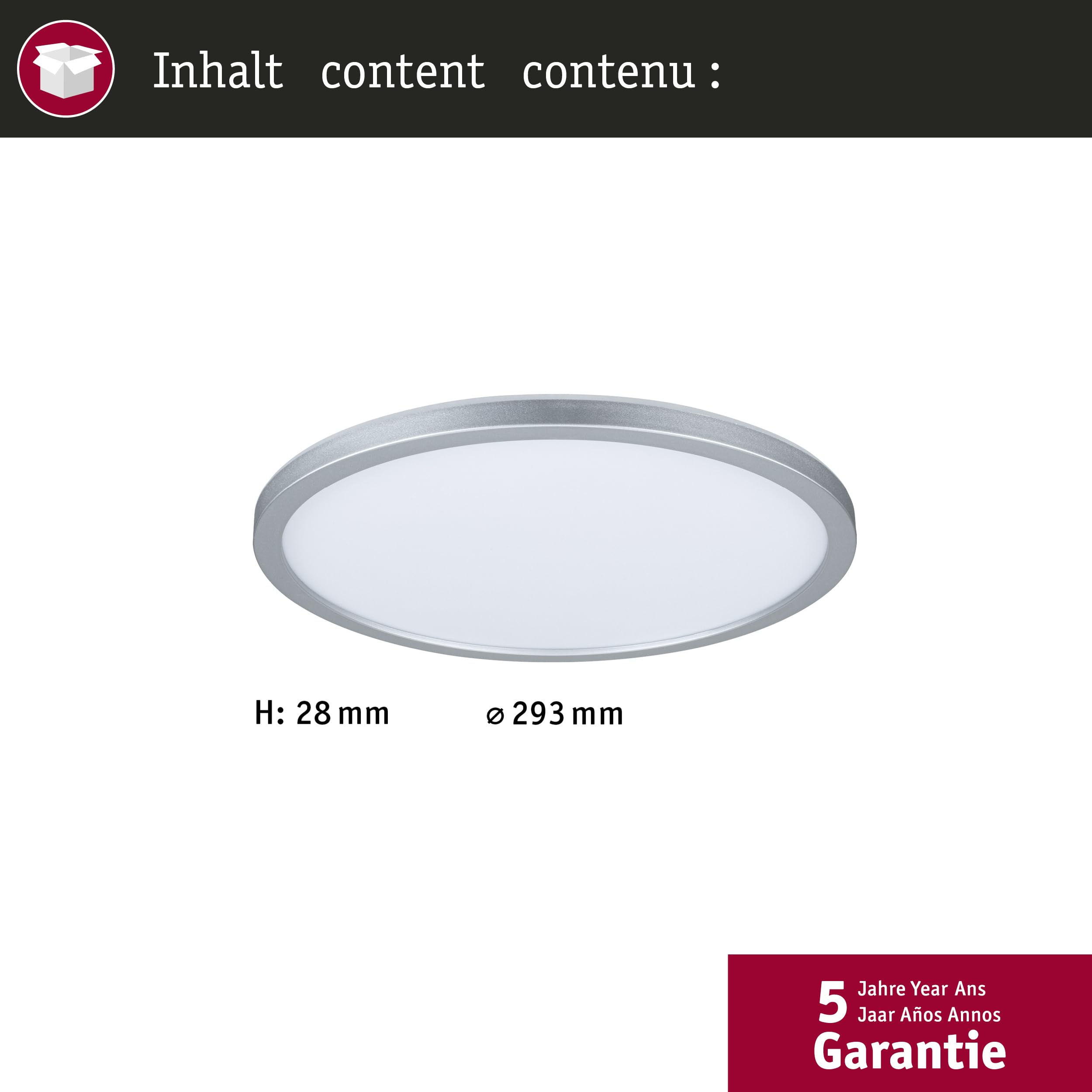 Paulmann 70991 Panel LED Atria Shine 293mm okrągły z 1x16 W ciepły biały chrom matowy panel świetlny plastikowy panel sufitowy 3000 K