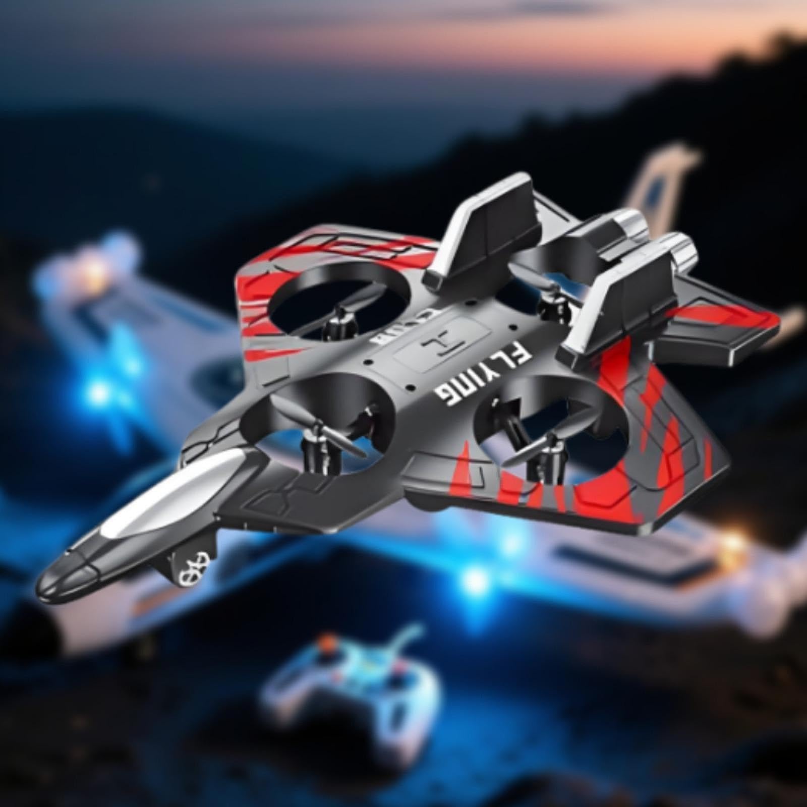 RC Aeroplano Giocattolo Telecomandato in Schiuma Eva Durevole Luci LED Rotazione Acrobatica 360° Funzione Ritorno Adatto per Bambini E Adulti, Rosso