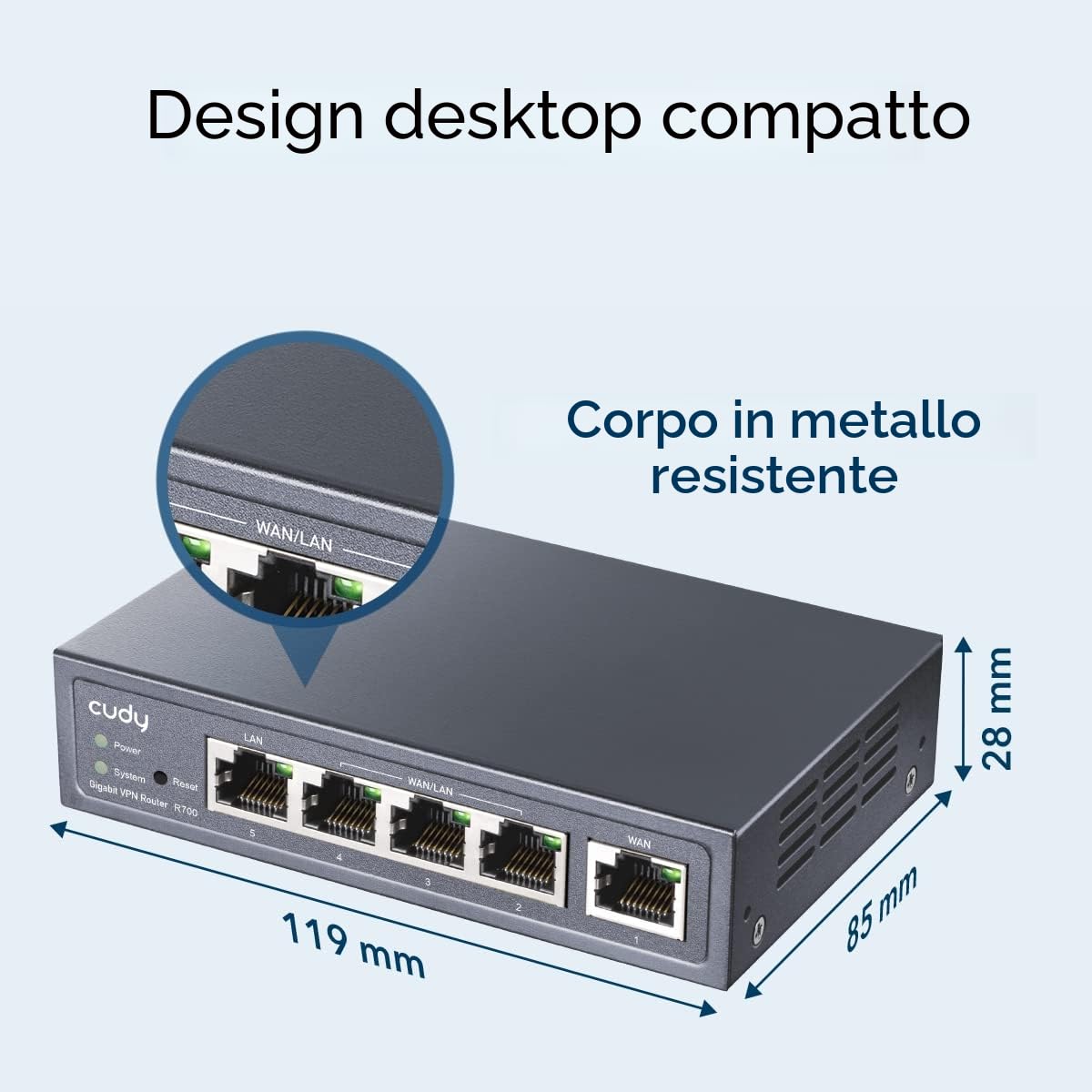 Cudy Router Gigabit Multi-WAN con VPN integrata, 4 porte WAN, load balancing, protezione da fulmini, WireGuard/OpenVPN/IPsec, uso business, R700