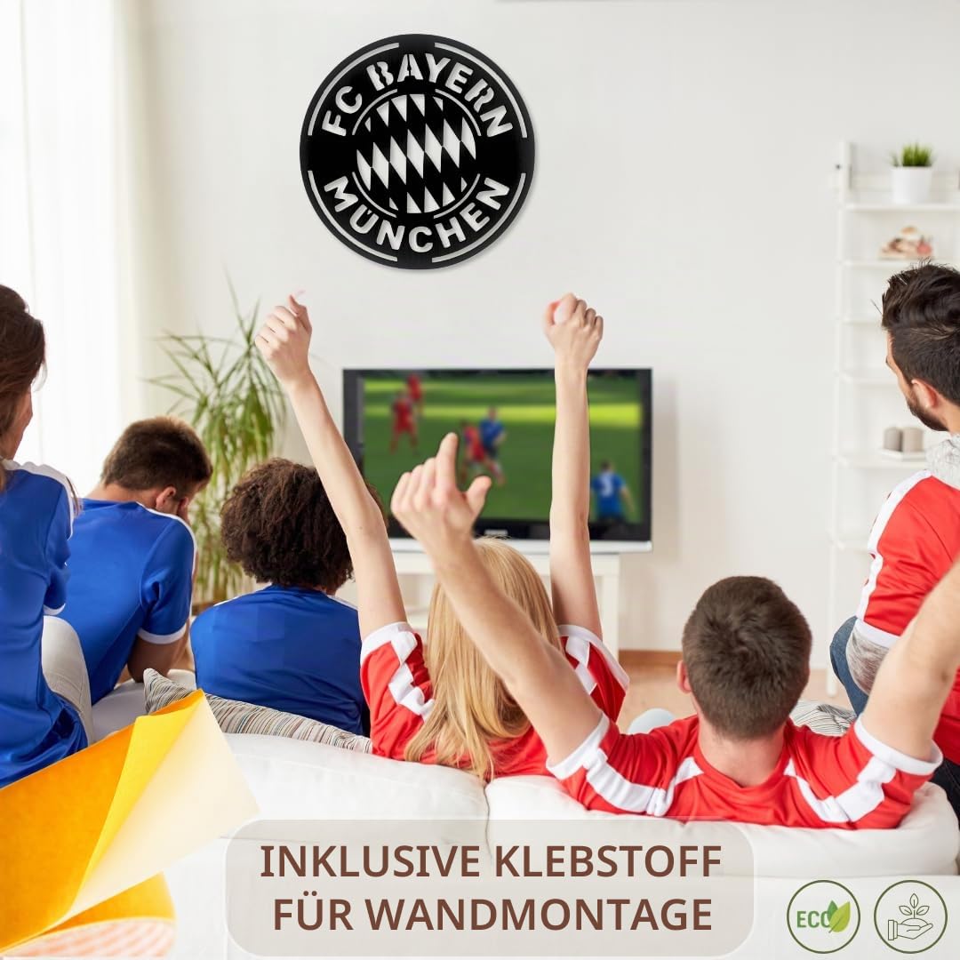 Bild Wappen Bayern Wand Holz - Raumdekoration, modernes Zuhause, originelle Geschenke für Herren, Kinder, moderne Wohnzimmerdekoration, Fußballposter (Bayern M)