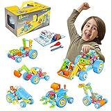 【Montage Spielzeugauto】: Helle Farben und Cartoon-Modelle können die Aufmerksamkeit Ihres Kindes auf sich ziehen; Kinder können die Funktion des Baufahrzeuge beim Zusammenbau kennen