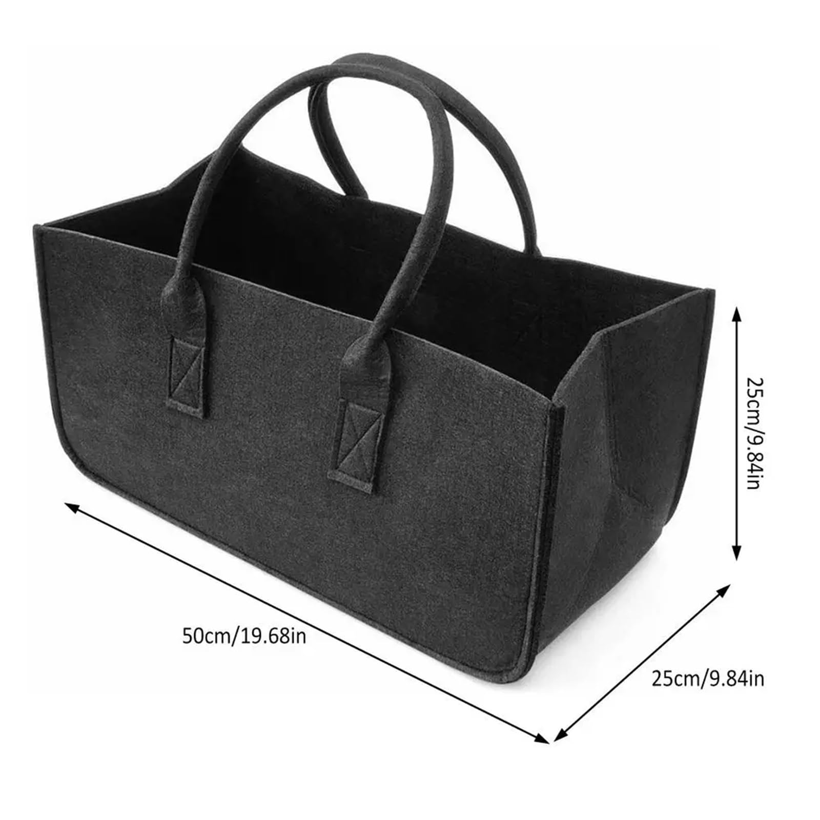 Holztragetasche for Brennholz, Filz, Brennholzkorb, Holztasche, Träger mit Tragegriffen, rechteckige Kaminholztasche FüR Brennholz