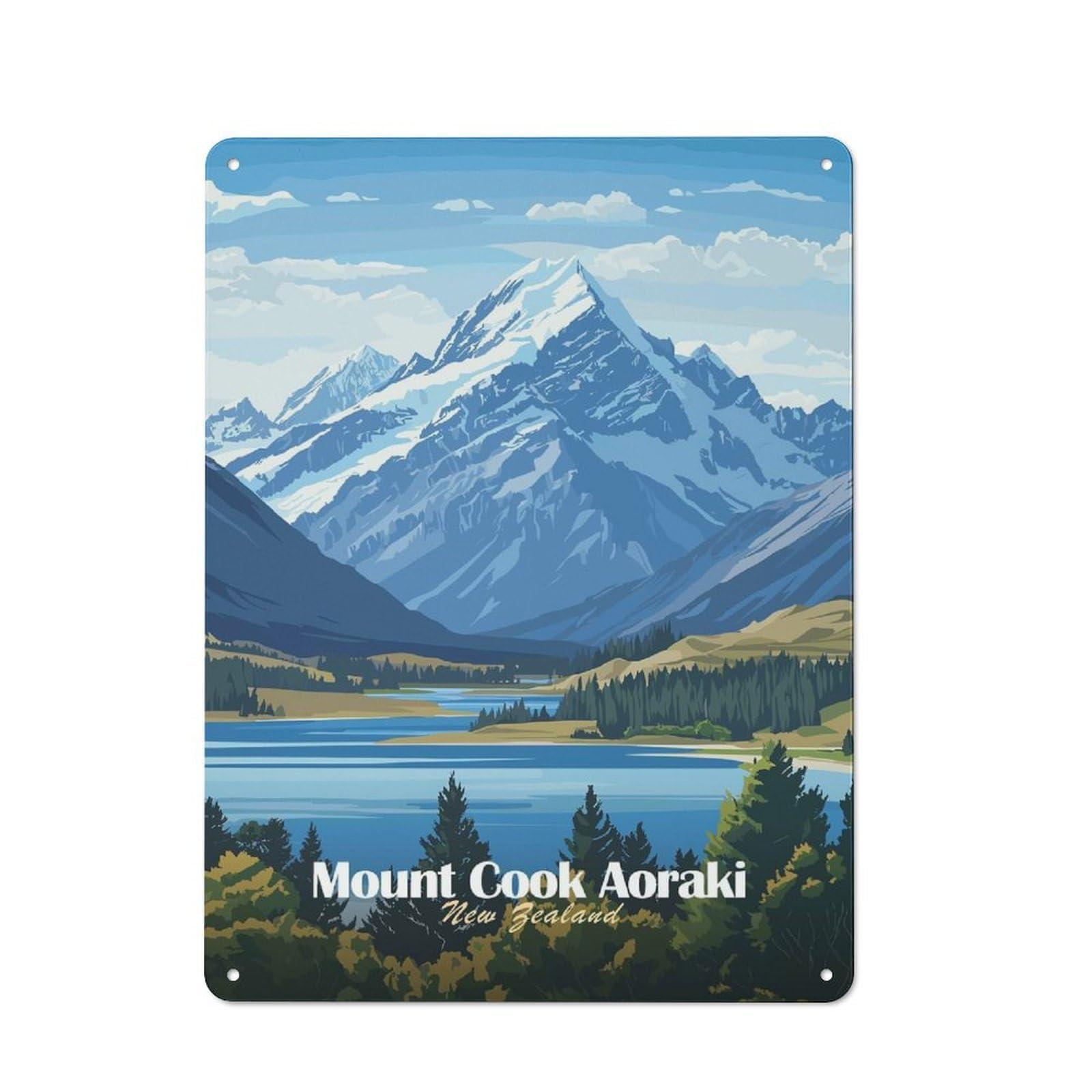 Junmoney Style-13 Everyday Mount Cook Aoraki, New Zealand Decorative Tin Plaque 40X30cm, Room Wall Plaque For Bedroom, Kitchen, Office Or Living Room