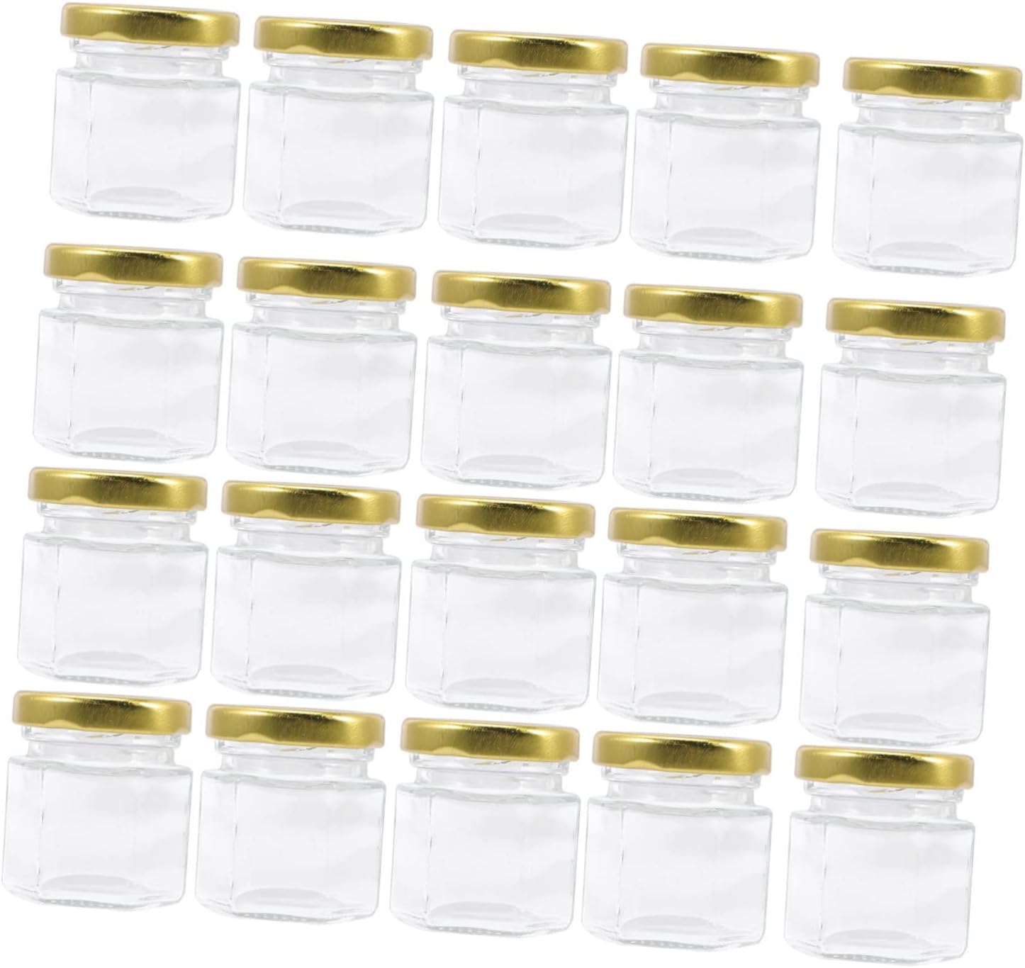 20pcs Small Glass Honey Jars Airtight Lids Hexagon Food Storage Containers Lightweight for Outdoor