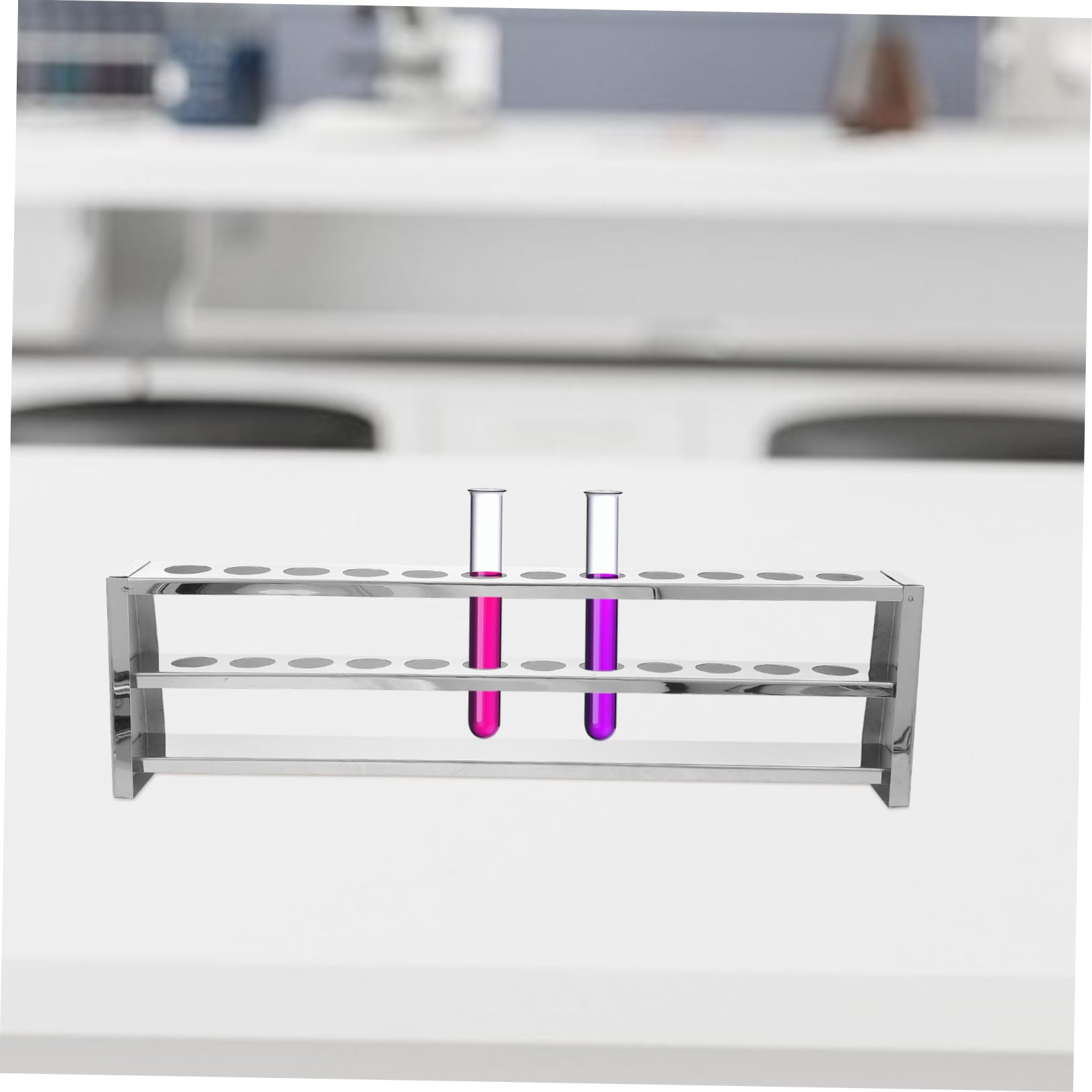 Gradilla para Tubos de Ensayo de Metal Orificios para Laboratorio Soporte para Tubos de Ensayo Acero Inoxidable