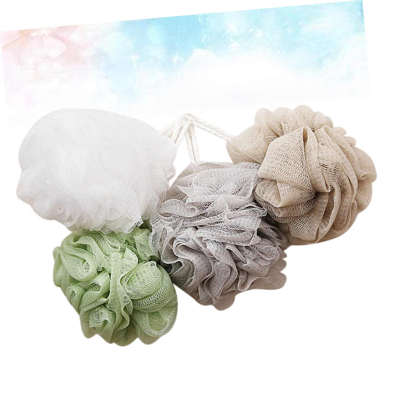 Alipis 8pezzi Palla Da Doccia in Pe Resistente Scrub Esfoliante Per Corpo Accessori Bagno Design Cordino Bianco Grigio Verde