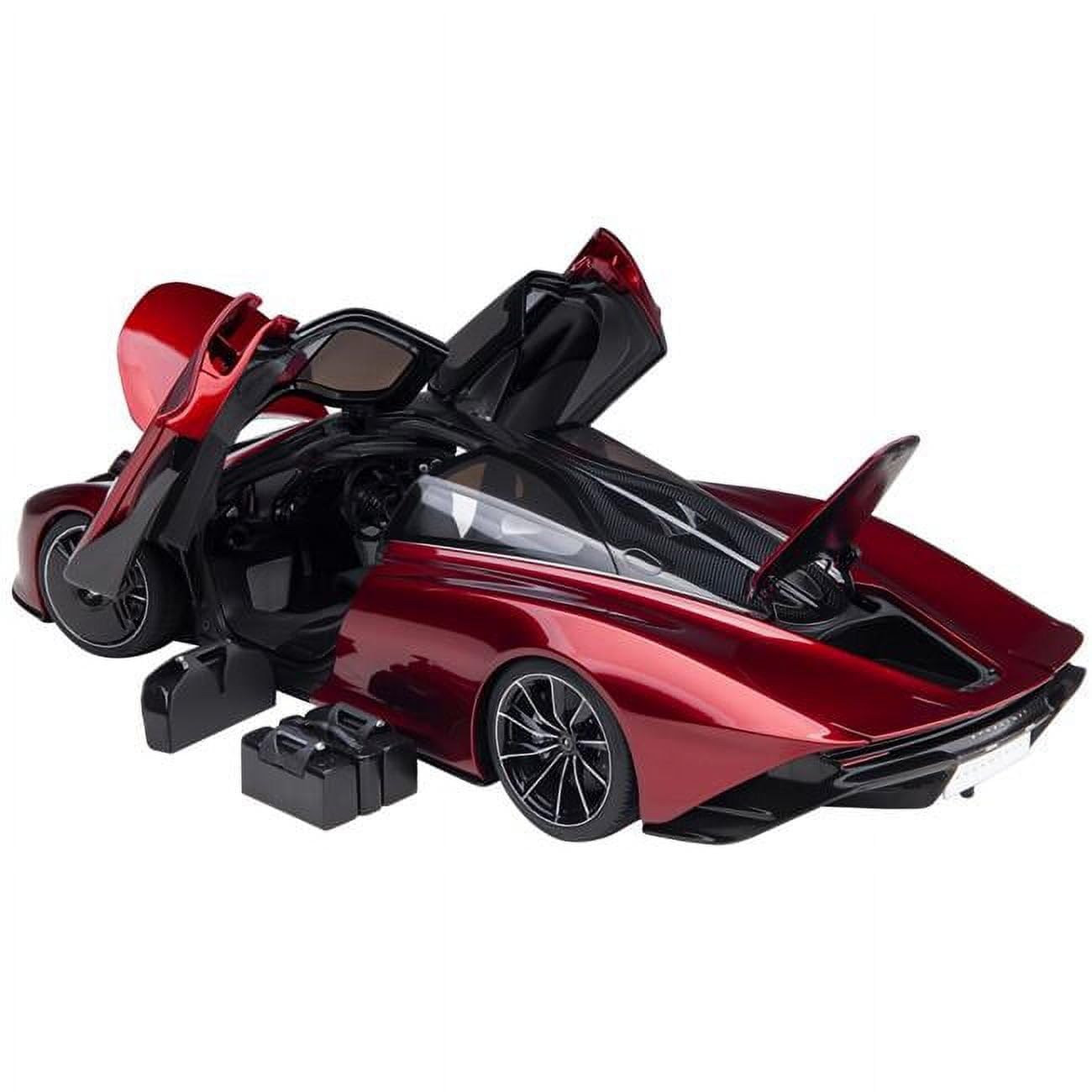McLaren Speedtail Volcano Top & Suitcase Accessories 1-18 Model Car Red Metallic & Black