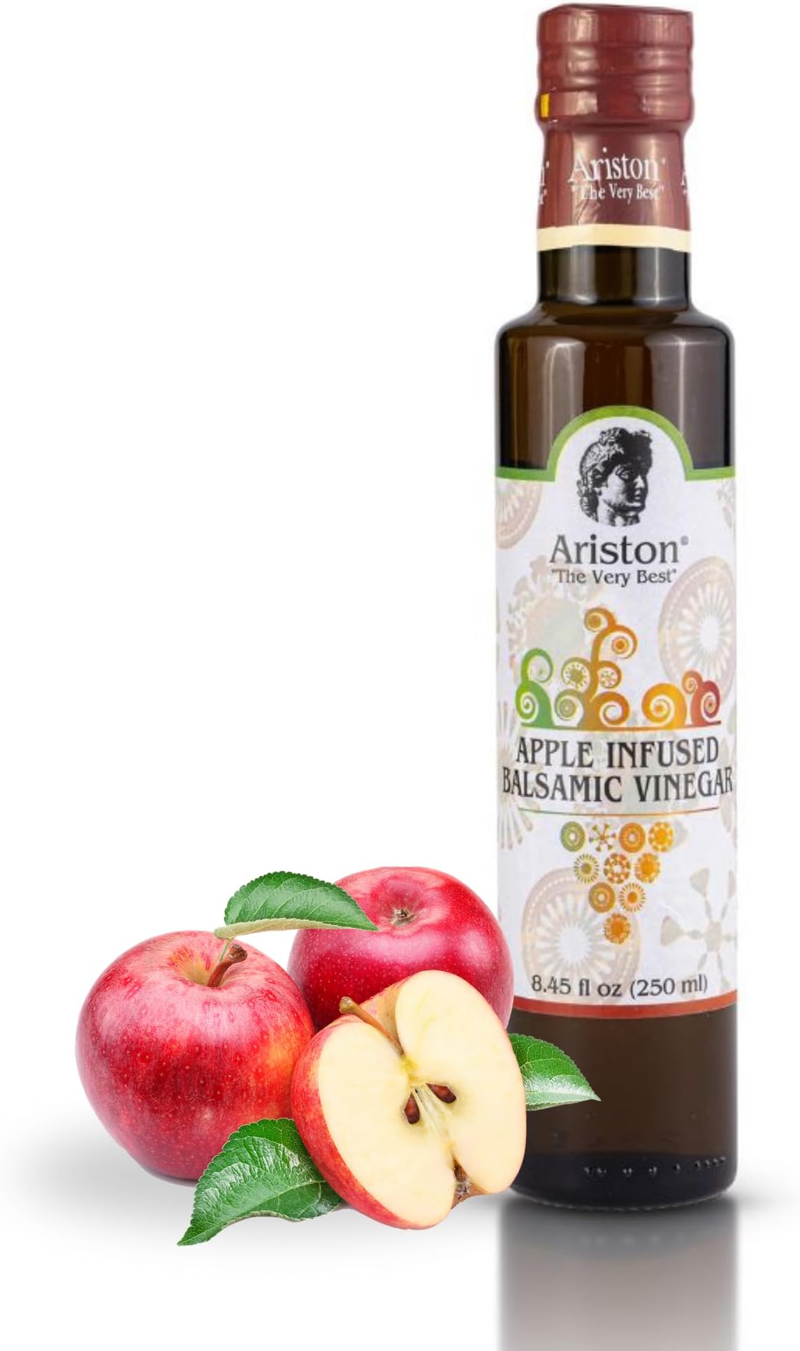 Ariston "The Very Best" Premium Balsamic Vinegar – Barrel Aged, Gourmet Quality, Product of Italy – Vegan, Gluten Free, GMO Free, No Added Sugar, All-Natural, 8.45 fl oz (250ml) Apple