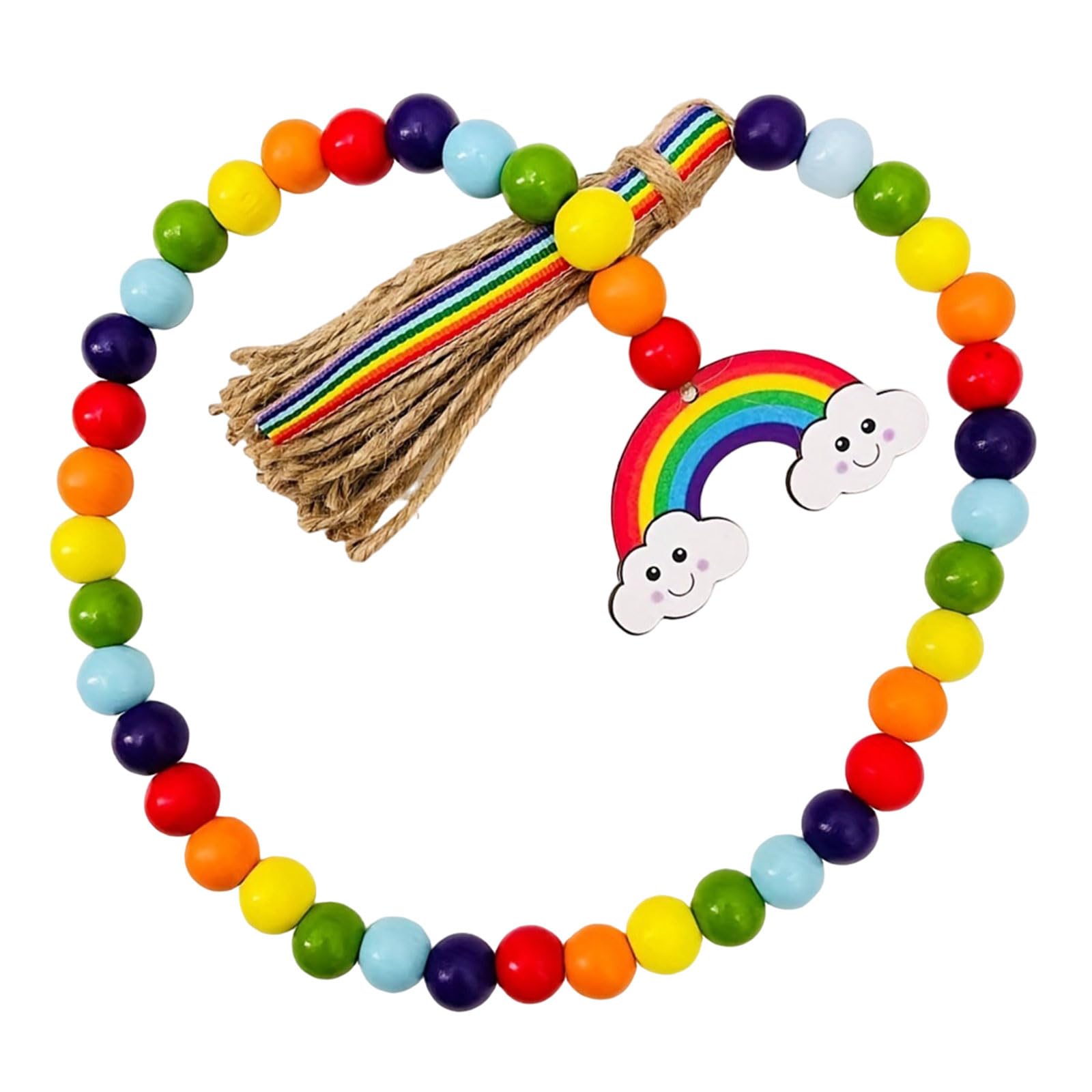 Buxuaaaa Colorful Wood Bead Tassels Wood Bead Garlands Garlands Decors Handcrafts Colorful String Decors Unique Pendant