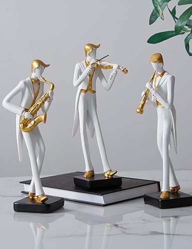 Miniatura 8 de HAUCOZE Estatua de decoración de música, estatua de músico, escultura de saxofón, piano, regalos para artes caseras, poliresina, 10 pulgadas