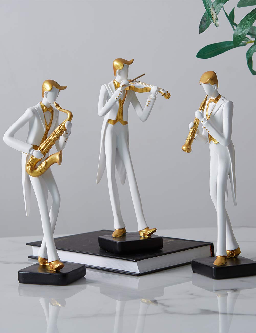 HAUCOZE Statua Musicista Oboe Scultura Figurina Moderna Decorazione Pianoforte Arte Musica Regalo per Famiglia Amici Amanti Resina 25cm