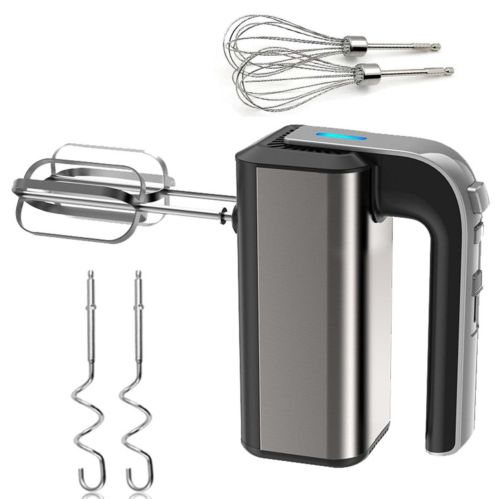 Batidora de Mano de Acero Inoxidable de 800 W, Batidora Eléctrica de 5 Velocidades Más Función Turbo, Batidora Batidora de Mano con 2 Ganchos Para Masa y 2 Batidores, Dos Varillas de 12 Alambres