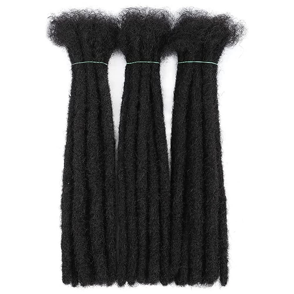 12Inch 20 Strands Locs Extensions 0.8cm Width Dreadlock Extensions Human Hair Crochet Loc Extensions Permanent Dreadlock Extensions Human Hair for Black Women or Men Natural Black
