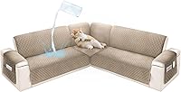 Vista 44 de Fundas de sofá seccional para perros 100% impermeables, funda de sofá en forma de L para esquinas, de terciopelo, lavable, antideslizante