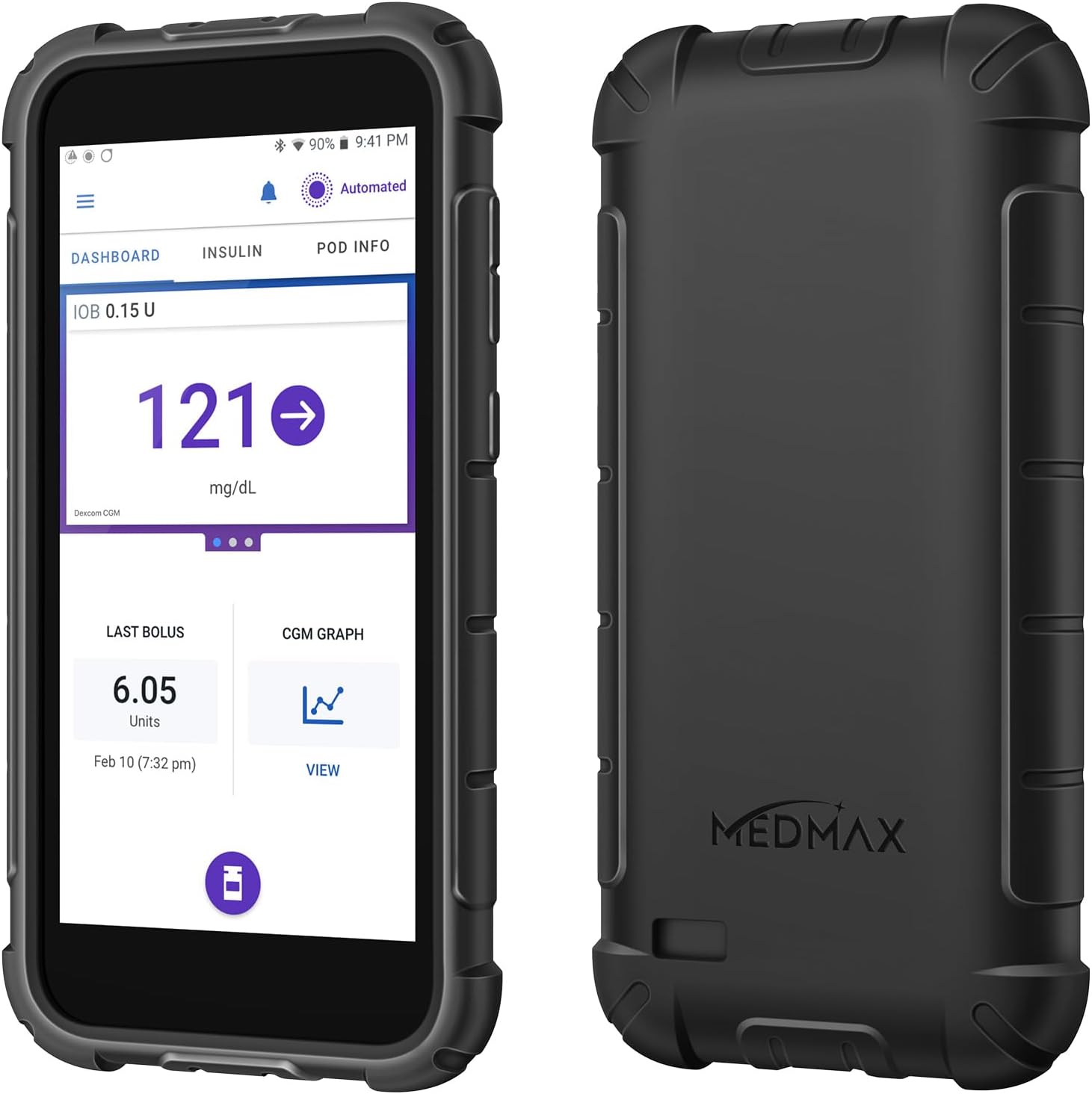 MEDMAX Silicone Case for Omnipod 5, Lightweight Shockproof Anti Slip Protective Cover Soft Gel Skin with Raised Bezel for Omnipod 5 Device, (Black)