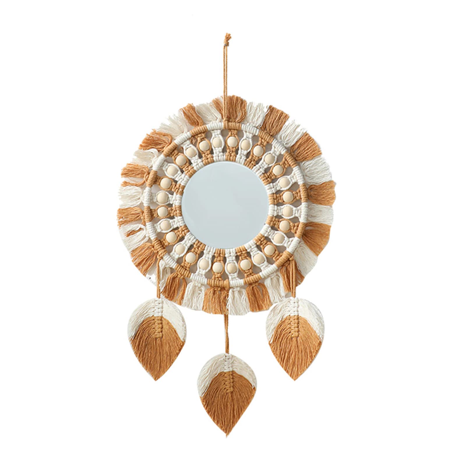 Jazuaiao Wall Hanging Tapestries Handwoven Wood Bead Ornament for Home Bathroom Bedroom Makeup Hanging Tapestries