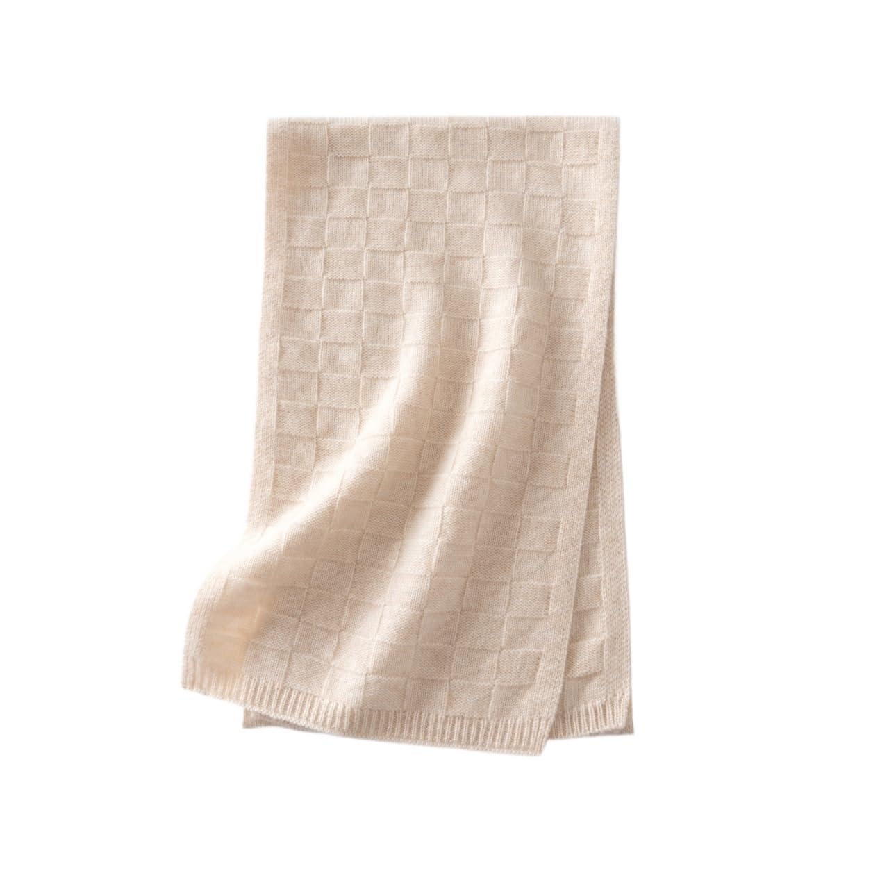 Sciarpa a quadri in vero cashmere, tinta unita, lavorata a maglia, calda, unisex, for uomo e donna Sciarpa(Camel)