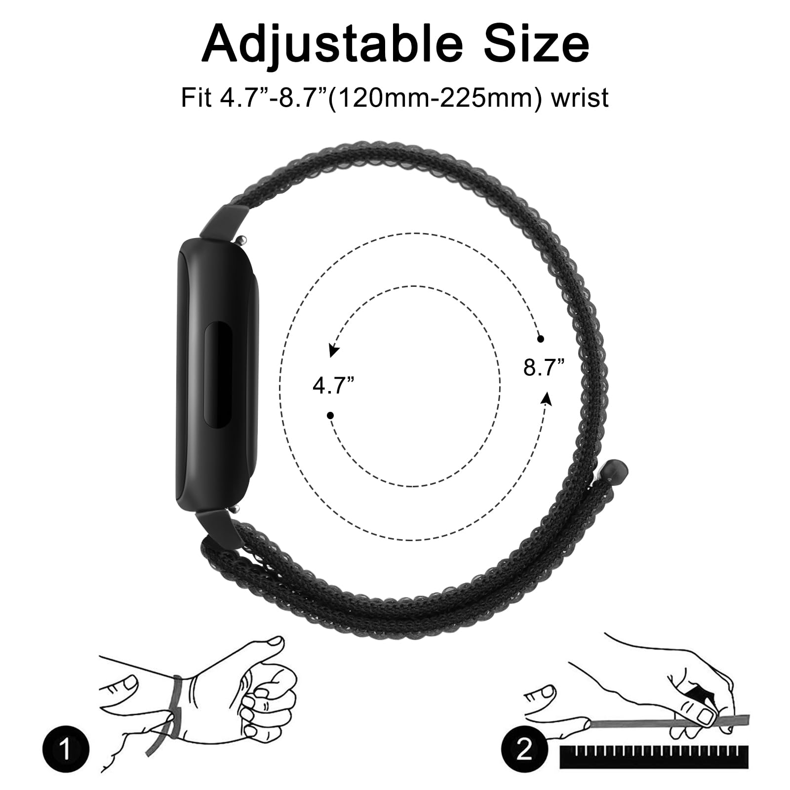 YLK 3 pezzi cinturino per Fitbit Inspire 3 cinturino per uomo donna cinturino in nylon morbido cinturino di ricambio sportivo regolabile per Fitbit Inspire 3 cinturino