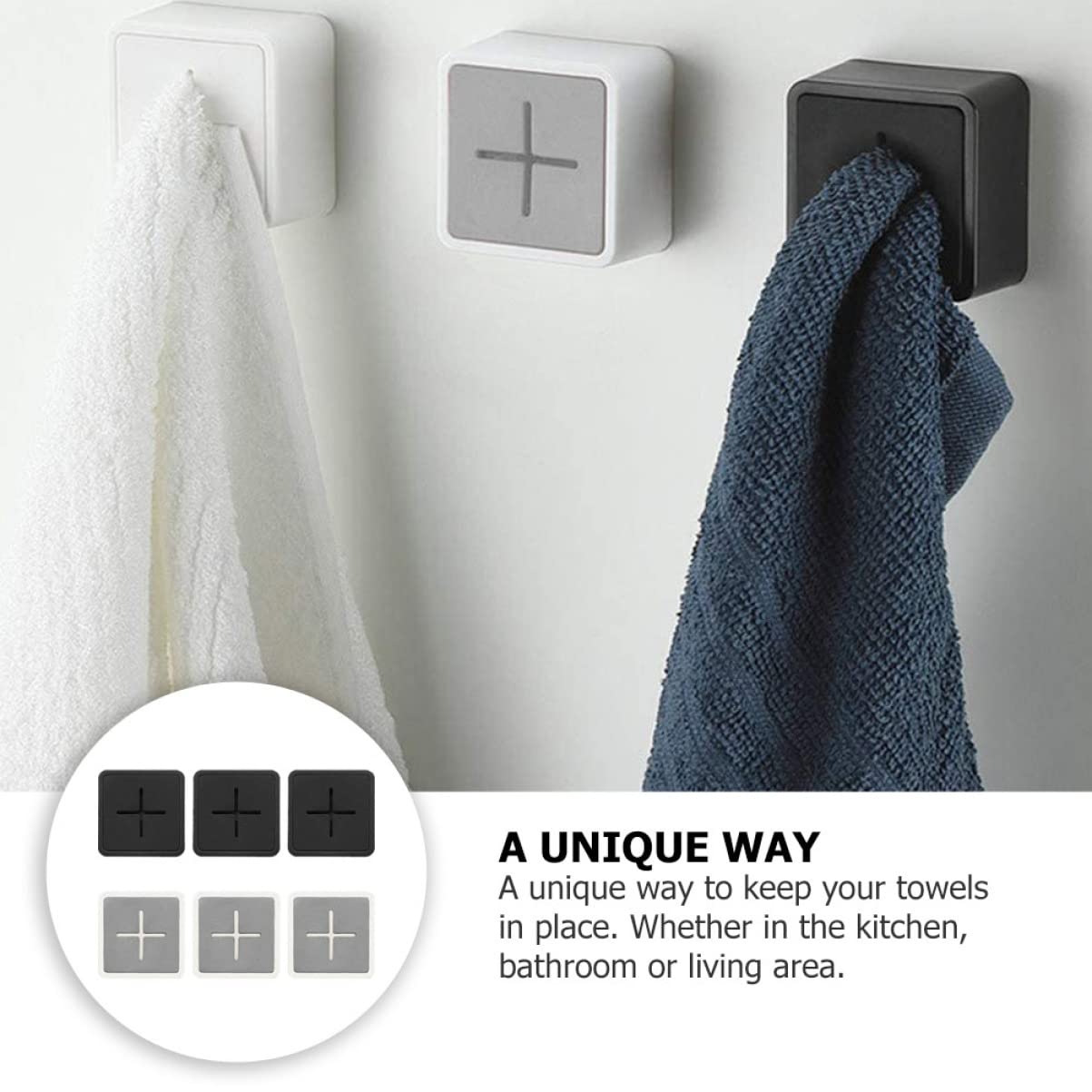 Angoily 12piezas Ganchos De Pared Autoadhesivos Para Toallas Soporte De Cocina y Baño Instalación Sin Taladro Diseño