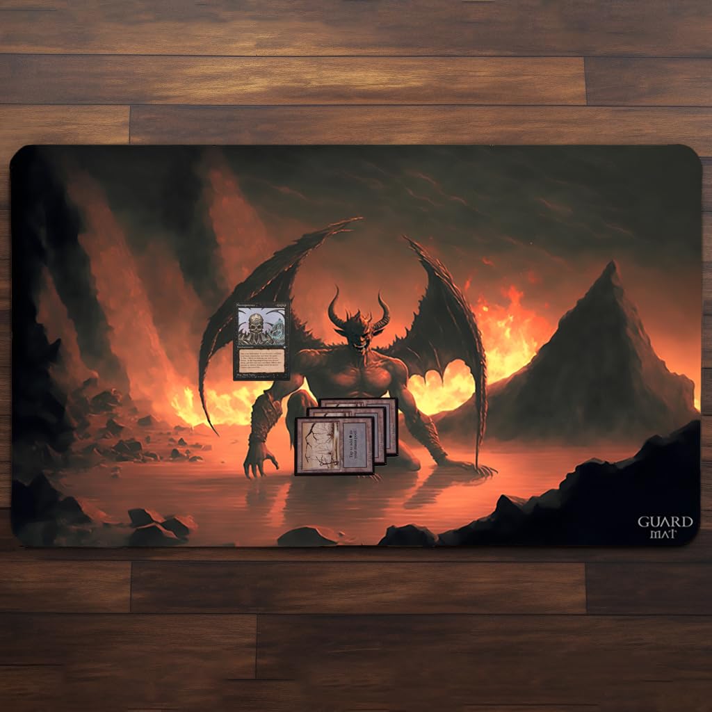 Devil Mirage (Bordes Cosidos) - Tapete para Cartas Magic - Alfombrilla de Juego - Playmat Compatible con MTG, Señor de los Anillos, TCG, Juegos de Mesa