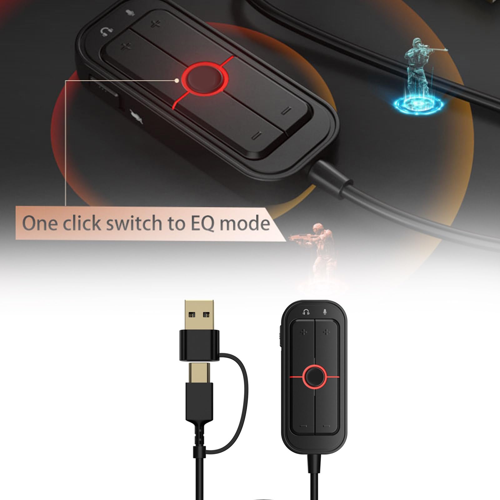 Multiple Modes USB Sound Card 7.1 Channel for Gamers and Audiophiles with Easy Switches Functionality