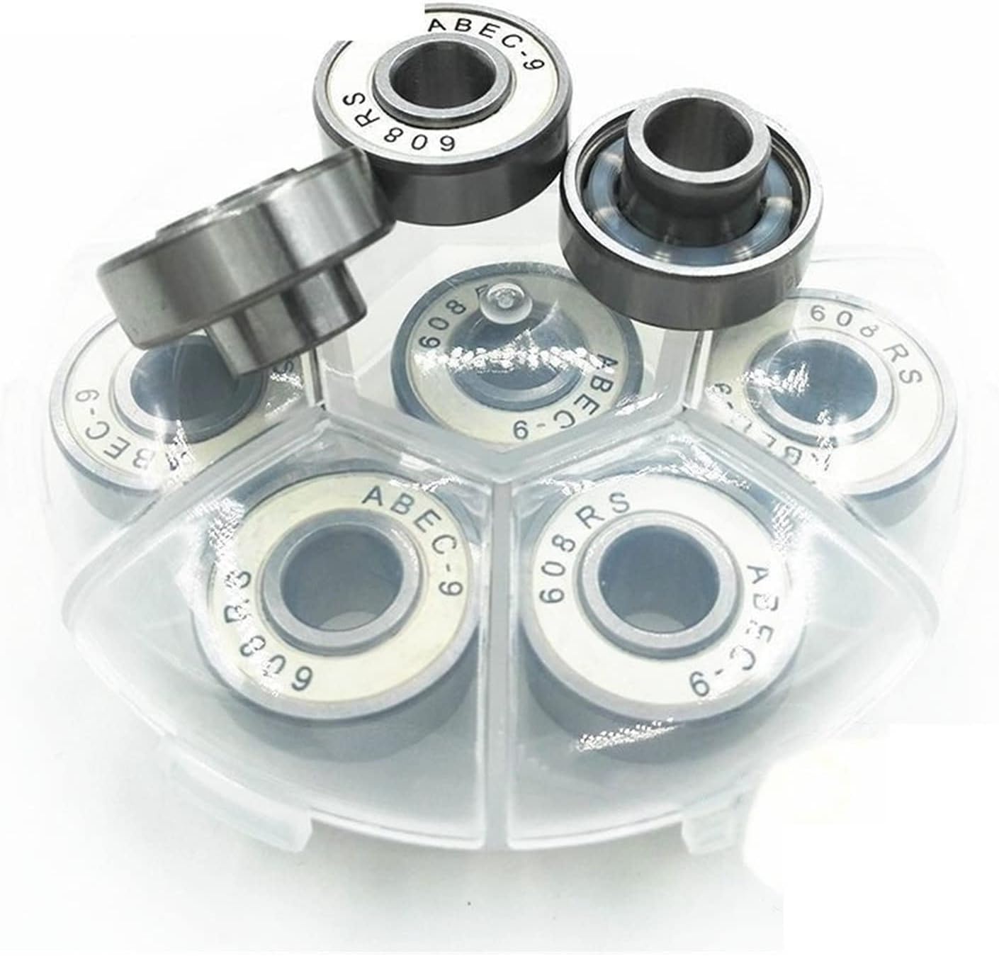 8PCS 608 Ceramic Ball Skateboard Bearing 8x22x12.6mm Integrated Spacer Bearing for Longboard Drift Danceboard Spacer 608 DINGGUANGHE (Color : White)