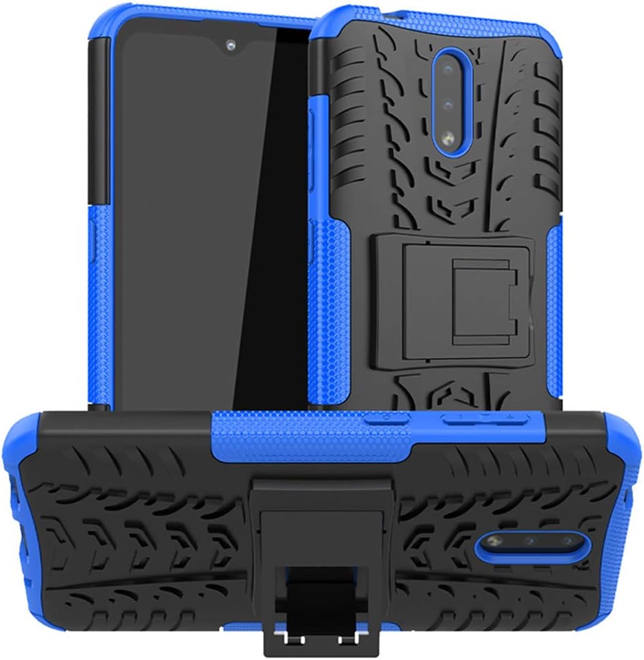 HAOYE Case for Nokia 2.3 Case, Rugged TPU/PC Double Layer Hybrid Armor Cover, Anti-Scratch PC Back Panel + Shockproof TPU Inner Protective + Foldable Holder. Blue