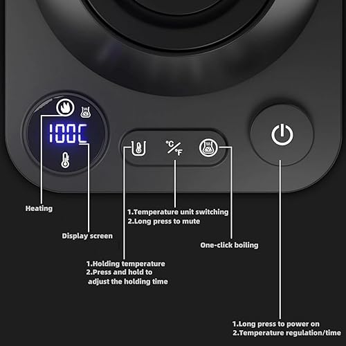 Miniatura 5 de Hervidores eléctricos, hervidor eléctrico de cuello de cisne, control de temperatura de 1 , interior de acero inoxidable, calentamiento rápido,