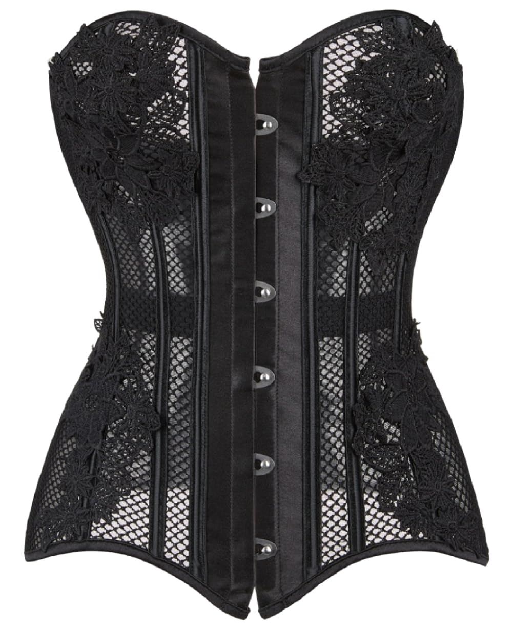 KuoseWomen's Black White Body Shaper Full Breast Corset Top Plus Sizes