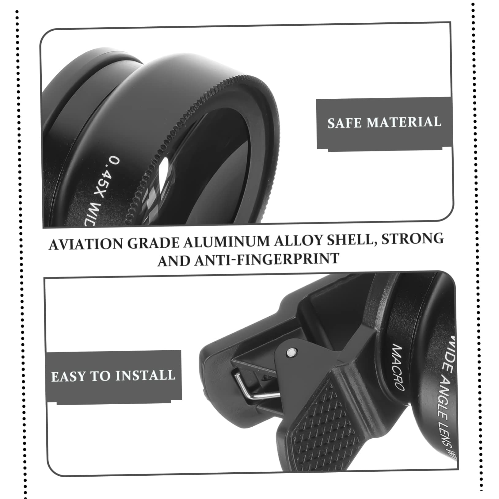 Mikinona External Camera Mobile Phone Lens 2 in 1 Camera Lens Macro Lens Clip Professional Macro Lens Clip Lens Macro Lens with Universal Clip Optical Glass Super Wide Angle Accessories